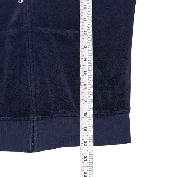 Vintage Juicy Couture Navy Blue Full Zip Velour Track Jacket Women's Medium - Picture 7 of 8